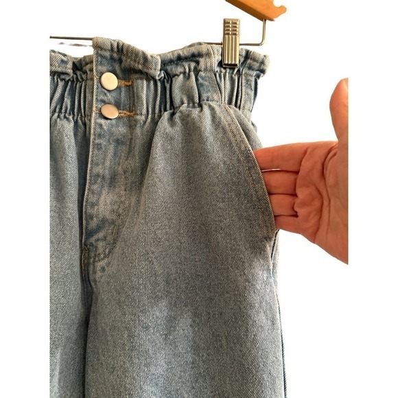 Shein Women's High Rise Cotton Elastic Waist Distressed Denim Jeans Size XS Blue - Picture 3 of 9